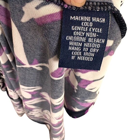 Chaps Size L Womens Floral Maxi Dress  Navy & Purple & White - Picture 16 of 16